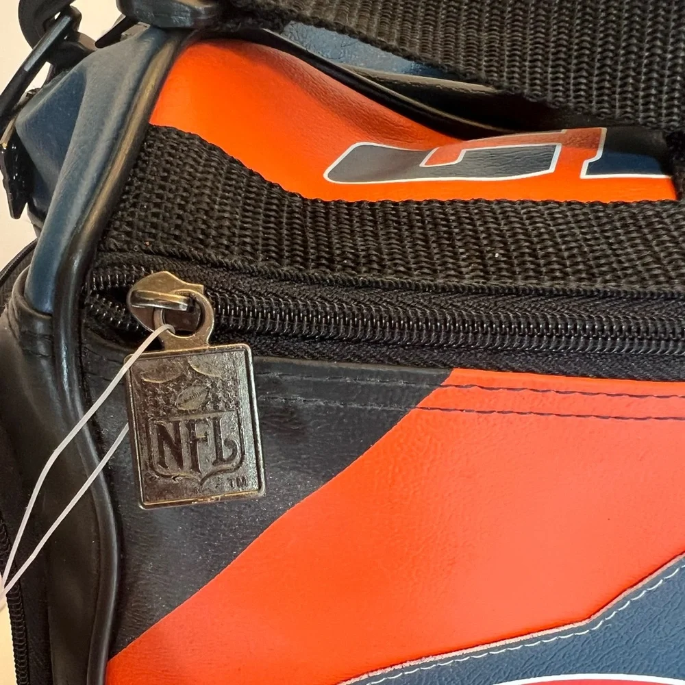 Vintage Orange and Navy Leather Like Chicago Bears Logo Duffle Bag.New with Tags